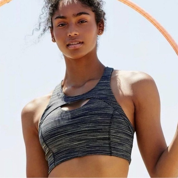 Free People Gray Sports Bra High Neck Racerback - Picture 1 of 7